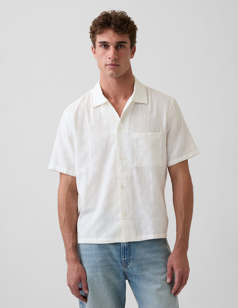 Camisa casual de algodón manga corta para hombre