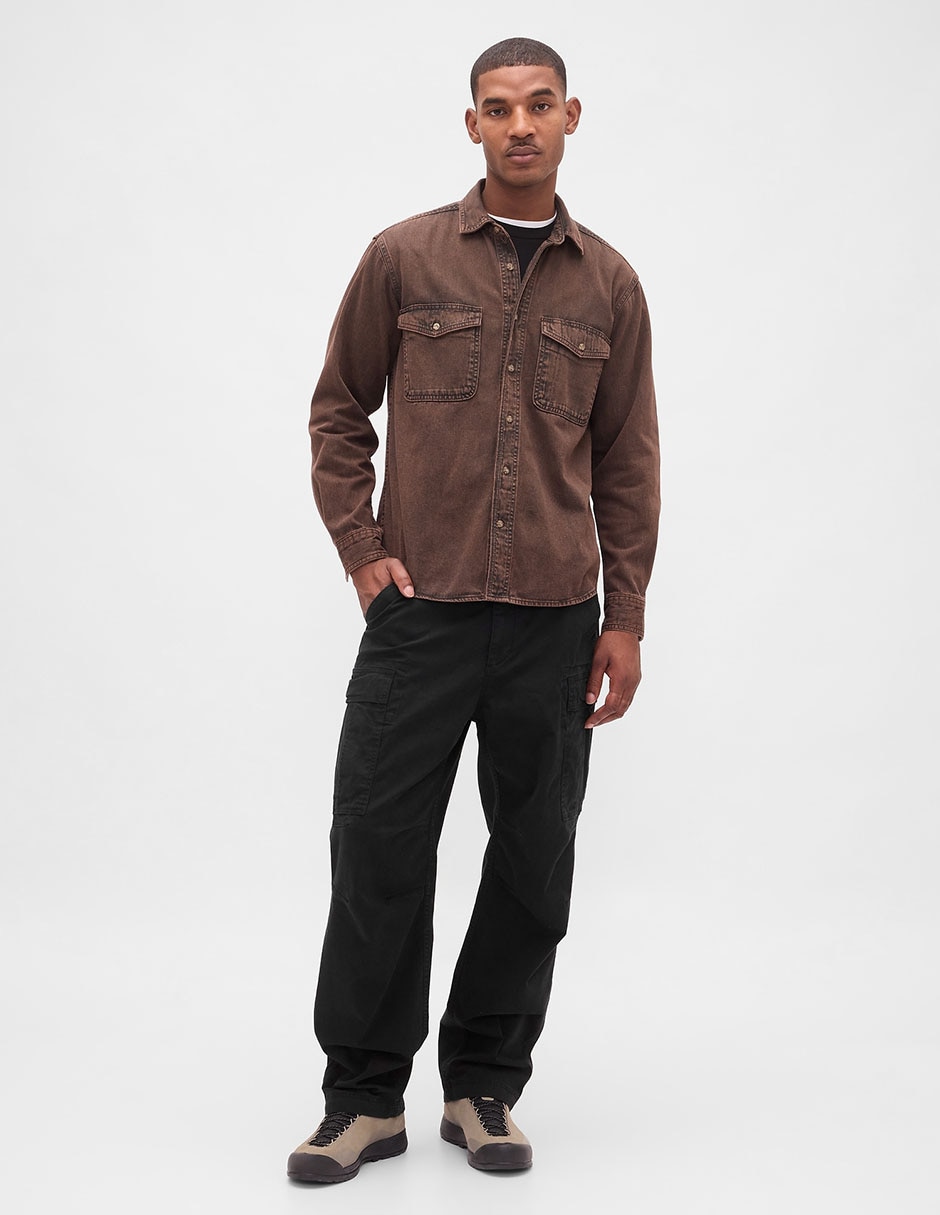 Pantalón cargo recto de algodón para hombre
