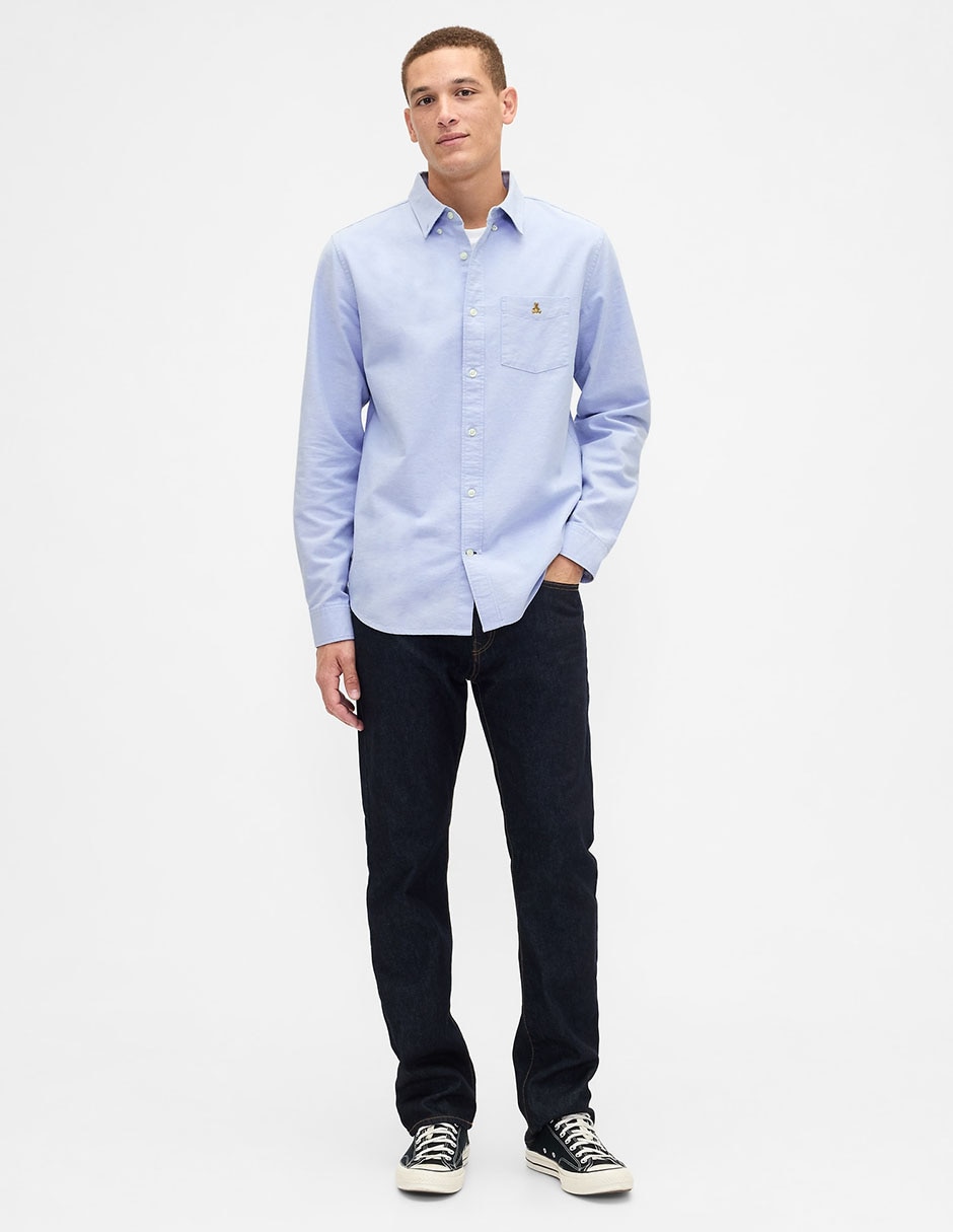 Camisa casual de algodón manga larga para hombre